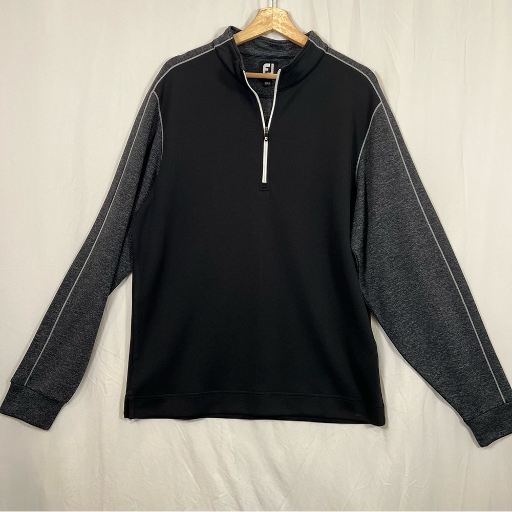 FJ Titleist Men's Black and Gray Quarter-Zip Pull-Over Golf, Activewear Sz L